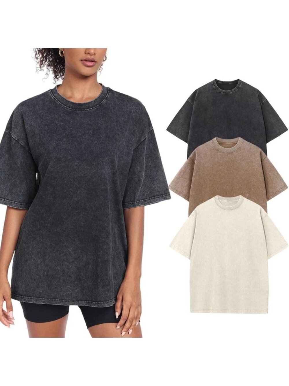 Vintage Oversized Women's Cotton T-Shirt - Baggy Short Sleeve Workout Tee